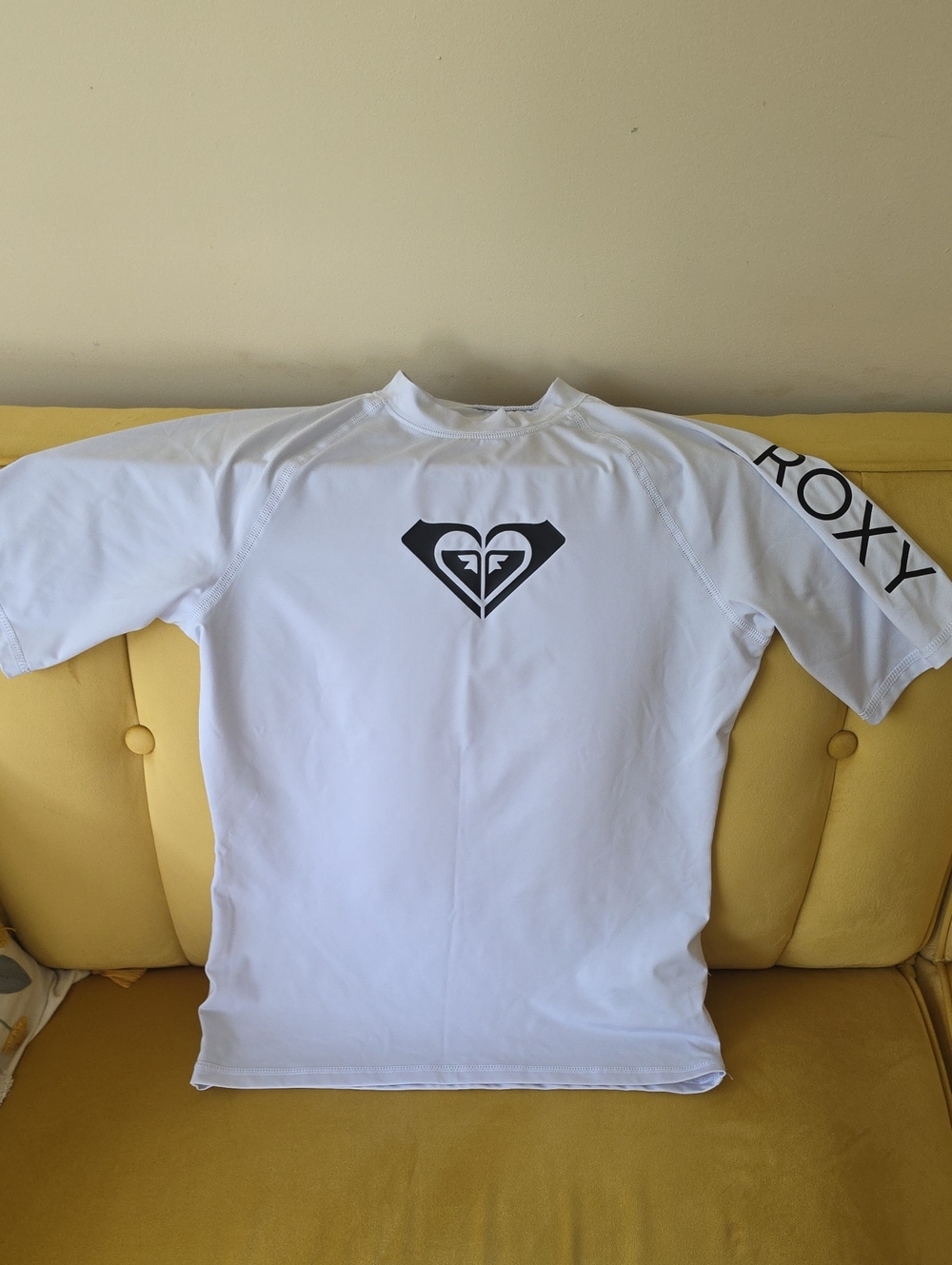 Roxy White Rash Guard with Black Logo